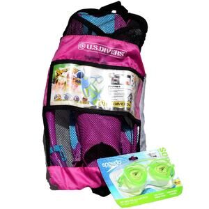 U.S. Divers Youth Snorkel Set Size 3‑6 Fins + Snorkel with NEW Speedo Goggles